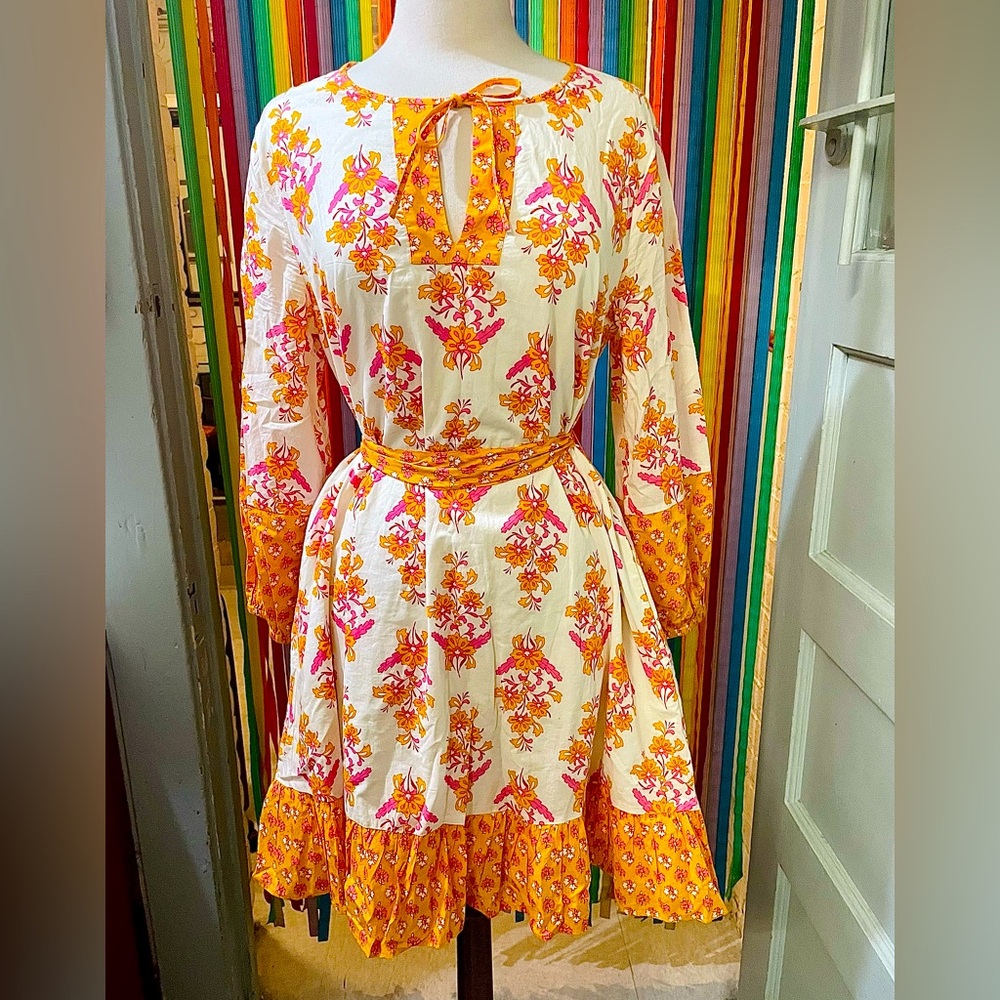 🌺 NWOT J. CREW 🌺 Floral & Paisley Patterned Cotton Tied Waist Sun Dress 🌺